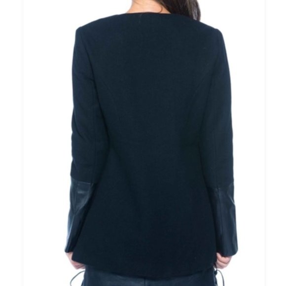 Modern Edgy Black Jacket with Leather Trim - Picture 4 of 4